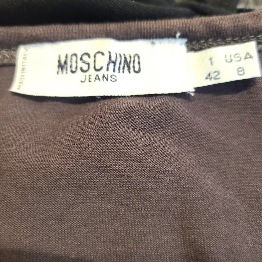 Moschino Jeans Gray Graphic Tee w/ Sequin Dragonfly | Size 42 (US 8) - Picture 14 of 15